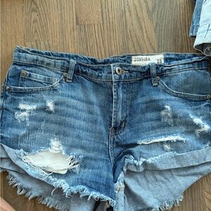 Pistola Distressed Blue Jean Shorts